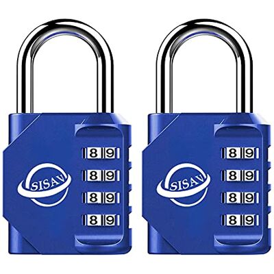 SISAV Cadenas à Combinaison 4 Chiffres Pour Usage Extérieur,Pour Casier de Gymnase Scolaire,Casier de Sport,Portail de Clôture,Portail,Loquets et Boîte à Outils,Bleu (2 Pièces) - Publicité SISAV Cadenas à Combinaison 4 Chiffres Pour Usage Extérieur,Pour Casier de Gymnase Scolaire,Casier de Sport,Portail de Clôture,Portail,Loquets et Boîte à Outils,Bleu (2 Pièces) - Publicité