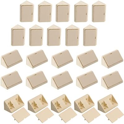 AERZETIX C65771 Lot de 25 équerres d'angle 42x27 mm en plastique avec couvercle raccord d'assemblage de meuble support étagères fixation panneaux armoire placard vis ébéniste couleur crème - Publicité AERZETIX C65771 Lot de 25 équerres d'angle 42x27 mm en plastique avec couvercle raccord d'assemblage de meuble support étagères fixation panneaux armoire placard vis ébéniste couleur crème - Publicité