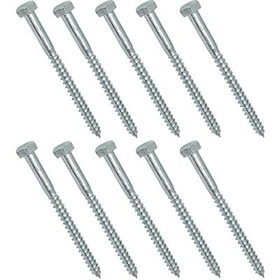 AERZETIX C44563 Lot de 10 Tirefonds/vis à bois M6x80mm à tête hexagonale 6 pans DIN571 en acier-zingué assemblage fixation charpente ossature contreplaqués agglomérés - Publicité AERZETIX C44563 Lot de 10 Tirefonds/vis à bois M6x80mm à tête hexagonale 6 pans DIN571 en acier-zingué assemblage fixation charpente ossature contreplaqués agglomérés - Publicité