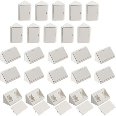 AERZETIX C65770 Lot de 25 équerres d'angle 42x27 mm en plastique avec couvercle raccord d'assemblage de meuble support étagères fixation panneaux armoire placard vis ébéniste couleur blanc - Publicité AERZETIX C65770 Lot de 25 équerres d'angle 42x27 mm en plastique avec couvercle raccord d'assemblage de meuble support étagères fixation panneaux armoire placard vis ébéniste couleur blanc - Publicité