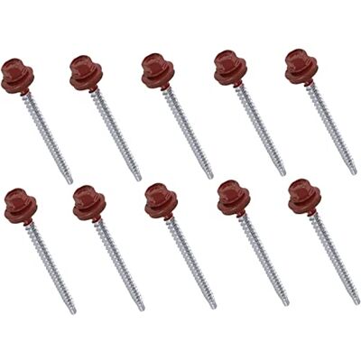 AERZETIX C57201 Lot de 10 Vis autoperceuse métal sur bois Ø4.8x70 mm + rondelle d'étanchéité EPDM peint en couleur rouge brun RAL 3011 empreinte de la tête 8 mm hexagonale en acier - Publicité AERZETIX C57201 Lot de 10 Vis autoperceuse métal sur bois Ø4.8x70 mm + rondelle d'étanchéité EPDM peint en couleur rouge brun RAL 3011 empreinte de la tête 8 mm hexagonale en acier - Publicité