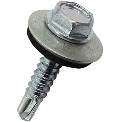 AERZETIX C44534 Lot de 20 Vis autoperceuse M4.8x25mm + rondelle d'étanchéité à empreinte hexagonale 8mm en acier zingué DIN7504K tôle bardage métallique chéneaux panneaux sandwich - Publicité AERZETIX C44534 Lot de 20 Vis autoperceuse M4.8x25mm + rondelle d'étanchéité à empreinte hexagonale 8mm en acier zingué DIN7504K tôle bardage métallique chéneaux panneaux sandwich - Publicité