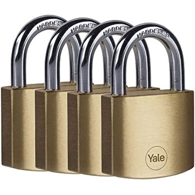 Yale Y110B/40/122/4 Lot de 4 cadenas laiton s'entrouvrant 40 mm, anse acier cémenté, 4 clés Pour Casier Scolaire Ecole, Vestiaire de Sport, Boîte à Outils, Armoire - Publicité Yale Y110B/40/122/4 Lot de 4 cadenas laiton s'entrouvrant 40 mm, anse acier cémenté, 4 clés Pour Casier Scolaire Ecole, Vestiaire de Sport, Boîte à Outils, Armoire - Publicité