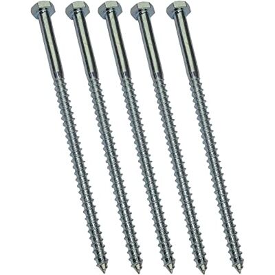 AERZETIX C44575 Lot de 5 Tirefond/vis à bois M7x140mm à tête hexagonale 6 pans DIN571 en acier-zingué assemblage fixation charpente ossature contreplaqués agglomérés - Publicité AERZETIX C44575 Lot de 5 Tirefond/vis à bois M7x140mm à tête hexagonale 6 pans DIN571 en acier-zingué assemblage fixation charpente ossature contreplaqués agglomérés - Publicité