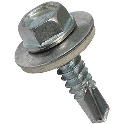 AERZETIX C44546 Lot de 100 Vis autoperceuse M6.3x25mm + rondelle d'étanchéité à empreinte hexagonale 10mm en acier zingué DIN7504K tôle bardage métallique chéneaux panneaux sandwich - Publicité AERZETIX C44546 Lot de 100 Vis autoperceuse M6.3x25mm + rondelle d'étanchéité à empreinte hexagonale 10mm en acier zingué DIN7504K tôle bardage métallique chéneaux panneaux sandwich - Publicité