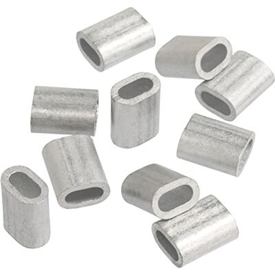 AERZETIX C65268 Lot de 10 Manchons de serrage pour câble/fil d'acier Ø3 mm DIN 3093 douille à sertir serre-câble bannières suspendues voiles d'ombrage cordes en aluminium couleur argent - Publicité AERZETIX C65268 Lot de 10 Manchons de serrage pour câble/fil d'acier Ø3 mm DIN 3093 douille à sertir serre-câble bannières suspendues voiles d'ombrage cordes en aluminium couleur argent - Publicité
