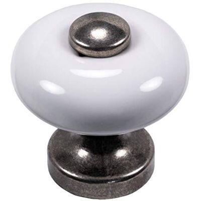 Gedotec Bouton de Porte Meuble Poignée en Fer Blanc Vieilli et Porcelaine Blanche Bouton de Meuble, Armoire, Placard et Tiroir Design Vintage avec Vis M4 x 25 mm Diamètre 30 mm 1 Pièce - Publicité Gedotec Bouton de Porte Meuble Poignée en Fer Blanc Vieilli et Porcelaine Blanche Bouton de Meuble, Armoire, Placard et Tiroir Design Vintage avec Vis M4 x 25 mm Diamètre 30 mm 1 Pièce - Publicité