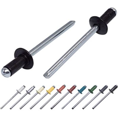 Marcopol Lot de 100 pièces de rivets aveugles peints 3,2 x 8 mm, tête bombée, DIN 7337, rivet en aluminium et mandrin en acier, rivets à pression (100, Noir Jet RAL 9005) - Publicité Marcopol Lot de 100 pièces de rivets aveugles peints 3,2 x 8 mm, tête bombée, DIN 7337, rivet en aluminium et mandrin en acier, rivets à pression (100, Noir Jet RAL 9005) - Publicité