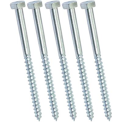 AERZETIX C44572 Lot de 5 Tirefond/vis à bois M7x100mm à tête hexagonale 6 pans DIN571 en acier-zingué assemblage fixation charpente ossature contreplaqués agglomérés - Publicité AERZETIX C44572 Lot de 5 Tirefond/vis à bois M7x100mm à tête hexagonale 6 pans DIN571 en acier-zingué assemblage fixation charpente ossature contreplaqués agglomérés - Publicité