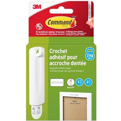 Command Crochet Accroche Adhésive pour Tableaux, Blanc 1 Crochet, 2 Languettes Résistant à l'eau Accrochage Sans Dommage, 2kg - Publicité Command Crochet Accroche Adhésive pour Tableaux, Blanc 1 Crochet, 2 Languettes Résistant à l'eau Accrochage Sans Dommage, 2kg - Publicité