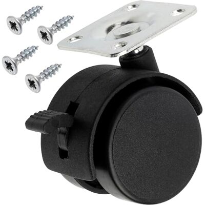 AERZETIX Lot de 12 Roues roulettes de meubles à double galet Ø40 rotatives à 360° avec frein + 50 vis à bois Ø4x16 mm et plaque de fixation 38x38 mm capacité de charge 25 kg - Publicité AERZETIX Lot de 12 Roues roulettes de meubles à double galet Ø40 rotatives à 360° avec frein + 50 vis à bois Ø4x16 mm et plaque de fixation 38x38 mm capacité de charge 25 kg - Publicité