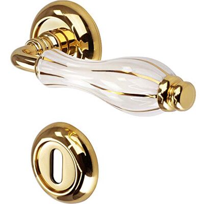 Gedotec Poignée de porte design Garniture de porte pour portes intérieures, portes de chambres, portes en bois GLORY-R Laiton poli Porcelaine BB - Publicité Gedotec Poignée de porte design Garniture de porte pour portes intérieures, portes de chambres, portes en bois GLORY-R Laiton poli Porcelaine BB - Publicité