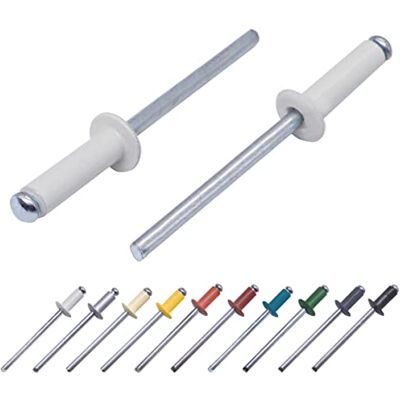Marcopol Lot de 80 pièces de rivets aveugles peints 4,0 x 14 mm, tête bombée, DIN 7337, rivet en aluminium et mandrin en acier, rivets pop (80, gris blanc RAL 9002) - Publicité Marcopol Lot de 80 pièces de rivets aveugles peints 4,0 x 14 mm, tête bombée, DIN 7337, rivet en aluminium et mandrin en acier, rivets pop (80, gris blanc RAL 9002) - Publicité