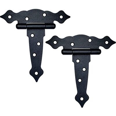 AERZETIX C57905 Lot de 2 charnières style antique 160x135x2.5 mm plates en forme ''T'' pour volets portes armoires meubles placard en acier noir fer ornemental vintage rustique - Publicité AERZETIX C57905 Lot de 2 charnières style antique 160x135x2.5 mm plates en forme ''T'' pour volets portes armoires meubles placard en acier noir fer ornemental vintage rustique - Publicité