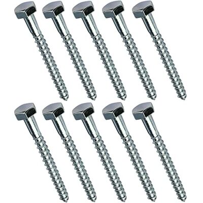 AERZETIX C44570 Lot de 10 Tirefond/vis à bois M7x70mm à tête hexagonale 6 pans DIN571 en acier-zingué assemblage fixation charpente ossature contreplaqués agglomérés - Publicité AERZETIX C44570 Lot de 10 Tirefond/vis à bois M7x70mm à tête hexagonale 6 pans DIN571 en acier-zingué assemblage fixation charpente ossature contreplaqués agglomérés - Publicité