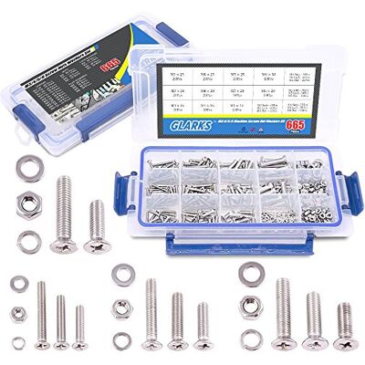 Glarks 665 pcs Acier inoxydable 304 M3 M4 M5 M6 Phillips Vis à tête plate Boulons et écrous Plat joints d'étanchéité Rondelles ressort Assortiment de Lot, filetage complet - Publicité Glarks 665 pcs Acier inoxydable 304 M3 M4 M5 M6 Phillips Vis à tête plate Boulons et écrous Plat joints d'étanchéité Rondelles ressort Assortiment de Lot, filetage complet - Publicité