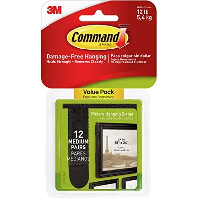 Command Medium Picture-Hanging Strips 12-Picture, Black - Publicité Command Medium Picture-Hanging Strips 12-Picture, Black - Publicité