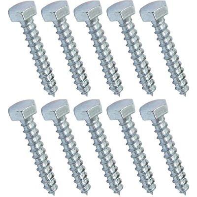 AERZETIX C44583 Lot de 10 Tirefond/vis à bois M8x50mm à tête hexagonale 6 pans DIN571 en acier-zingué assemblage fixation charpente ossature contreplaqués agglomérés - Publicité AERZETIX C44583 Lot de 10 Tirefond/vis à bois M8x50mm à tête hexagonale 6 pans DIN571 en acier-zingué assemblage fixation charpente ossature contreplaqués agglomérés - Publicité