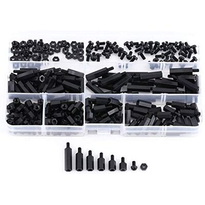 Walfront 250pcs M2 M3 Mâle à Filetage Femelle Hex Colonne En Nylon Entretoise Boulon à Vis Écrou Assortiment Kit PCB Montage Avec Boîte En Plastique (M3-A) - Publicité Walfront 250pcs M2 M3 Mâle à Filetage Femelle Hex Colonne En Nylon Entretoise Boulon à Vis Écrou Assortiment Kit PCB Montage Avec Boîte En Plastique (M3-A) - Publicité