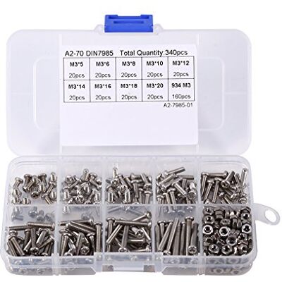 Walfront M3 Coffret de 340pcs Assortiment Vis Boulon Tête Ronde Fraisée Phillips Cruciforme Entièrement Filetée en Acier Inoxydable 304 avec Ecrous Hexagonals, M3 x 5/6/8/10/12/14/16/18/20mm - Publicité Walfront M3 Coffret de 340pcs Assortiment Vis Boulon Tête Ronde Fraisée Phillips Cruciforme Entièrement Filetée en Acier Inoxydable 304 avec Ecrous Hexagonals, M3 x 5/6/8/10/12/14/16/18/20mm - Publicité