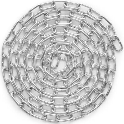 VEVOR Chaîne à Maillons en Acier au Carbone Galvanisé, 5,1 mm x 3,04 m, Capacité de Charge 498 kg, Deux Connecteurs Rapides, Chaîne pour Remorquage, Suspension, Camping, Attacher Animaux de Compagnie - Publicité VEVOR Chaîne à Maillons en Acier au Carbone Galvanisé, 5,1 mm x 3,04 m, Capacité de Charge 498 kg, Deux Connecteurs Rapides, Chaîne pour Remorquage, Suspension, Camping, Attacher Animaux de Compagnie - Publicité