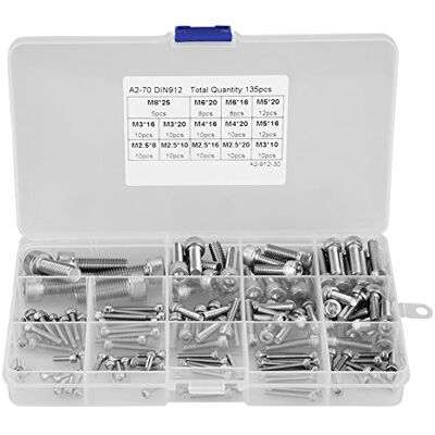 Walfront 135 Pcs Bouton à Tête Hexagonale Socket Acier Inoxydable 304 M2.5 M3 M4 M5 M6 M8 Boulons Vis avec écrous Assortiment - Publicité Walfront 135 Pcs Bouton à Tête Hexagonale Socket Acier Inoxydable 304 M2.5 M3 M4 M5 M6 M8 Boulons Vis avec écrous Assortiment - Publicité