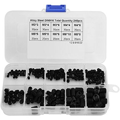 Walfront Lot de 240 vis Allen en en acier inoxydable Tête de socle Hex Screw Boîte à vis assortie, DIN916 M3-M8 Filetage complet Modèle simple - Publicité Walfront Lot de 240 vis Allen en en acier inoxydable Tête de socle Hex Screw Boîte à vis assortie, DIN916 M3-M8 Filetage complet Modèle simple - Publicité