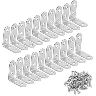 HONGXIN-SHOP Angle Droit Support Inox 90 Degrés Support De Coin support d'angle en forme de L Fixation Équerre Livré Avec Vis Argent 20 Pièces 40 * 40 * 16mm - Publicité HONGXIN-SHOP Angle Droit Support Inox 90 Degrés Support De Coin support d'angle en forme de L Fixation Équerre Livré Avec Vis Argent 20 Pièces 40 * 40 * 16mm - Publicité