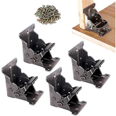 TopDirect Lot de 4 supports pliants, supports d'extension pliables autobloquants avec vis pour pieds de table et lit en Acier allié Black brut, Moderne - Publicité TopDirect Lot de 4 supports pliants, supports d'extension pliables autobloquants avec vis pour pieds de table et lit en Acier allié Black brut, Moderne - Publicité