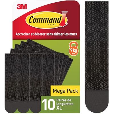 Command Languettes Accroches Tableaux, Très Grandes 10 Paires (20 Languettes) Noir Supporte jusqu'à 9 kg Sans Outils Fixation sans Dommages - Publicité Command Languettes Accroches Tableaux, Très Grandes 10 Paires (20 Languettes) Noir Supporte jusqu'à 9 kg Sans Outils Fixation sans Dommages - Publicité