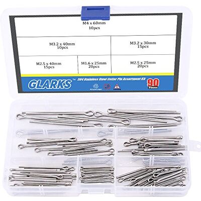 Glarks 90 pcs en acier inoxydable 304 Cotter Pin Clip principales ultraconfortables Fixation Assortiment kit - Publicité Glarks 90 pcs en acier inoxydable 304 Cotter Pin Clip principales ultraconfortables Fixation Assortiment kit - Publicité