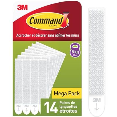 Command Languettes Accroches Tableaux pour Cadres Fins, Blanc, 14 Paires (28 Languettes) Fixation sans Dommage - Publicité Command Languettes Accroches Tableaux pour Cadres Fins, Blanc, 14 Paires (28 Languettes) Fixation sans Dommage - Publicité