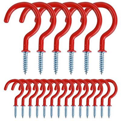 MengH-SHOP Crochets à Visser Métal Plafond Vis Crochet en Vinyle pour Usage D'intérieur et de Plein Air pour Accrocher Tasses, Pots, Lumières, Cordes, 20 Pièces (Rouge) - Publicité MengH-SHOP Crochets à Visser Métal Plafond Vis Crochet en Vinyle pour Usage D'intérieur et de Plein Air pour Accrocher Tasses, Pots, Lumières, Cordes, 20 Pièces (Rouge) - Publicité