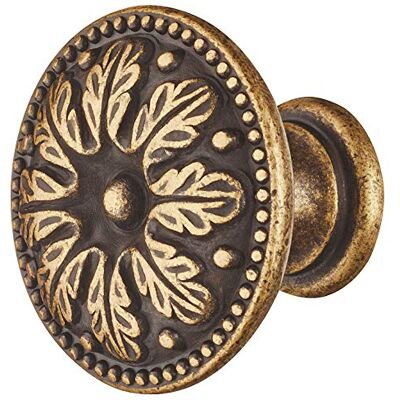 Gedotec Bouton de tiroir Design Poignées de meuble en laiton marron ANNA Vintage Antique Pour portes de placard Ø 25 mm - Publicité Gedotec Bouton de tiroir Design Poignées de meuble en laiton marron ANNA Vintage Antique Pour portes de placard Ø 25 mm - Publicité