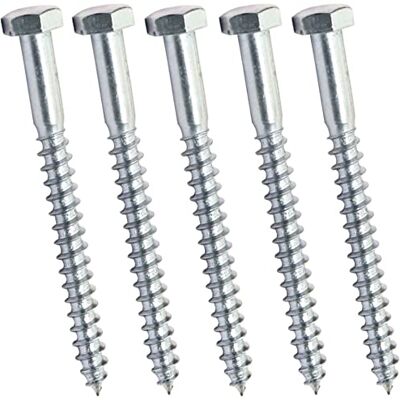 AERZETIX C44587 Lot de 5 Tirefond/vis à bois M8x90mm à tête hexagonale 6 pans DIN571 en acier-zingué assemblage fixation charpente ossature contreplaqués agglomérés - Publicité AERZETIX C44587 Lot de 5 Tirefond/vis à bois M8x90mm à tête hexagonale 6 pans DIN571 en acier-zingué assemblage fixation charpente ossature contreplaqués agglomérés - Publicité