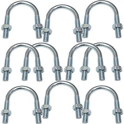 AERZETIX Lot de 10 Boulons en U et 20 Écrous M8-62x36mm en Acier au Carbone Zingué Gris Argenté pour Tuyauterie - Publicité AERZETIX Lot de 10 Boulons en U et 20 Écrous M8-62x36mm en Acier au Carbone Zingué Gris Argenté pour Tuyauterie - Publicité