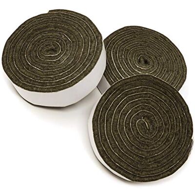 Adsamm ® / 3 x Rouleaux de rubans adhésifs en feutre découpables / bruns / 19x1000 mm / rouleaux / épaisseur 3,5 mm / patins feutre auto-adhésifs de qualité optimale - Publicité Adsamm ® / 3 x Rouleaux de rubans adhésifs en feutre découpables / bruns / 19x1000 mm / rouleaux / épaisseur 3,5 mm / patins feutre auto-adhésifs de qualité optimale - Publicité