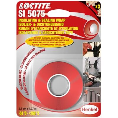 Loctite ® SI 5075 Ruban silicone auto-amalgamant, Rouge, Rouleau de 4,27 m Réparations d'urgence sur tuyaux et flexibles, Résistant aux UV, à l'eau salée et aux carburants, S'étire x3 - Publicité Loctite ® SI 5075 Ruban silicone auto-amalgamant, Rouge, Rouleau de 4,27 m Réparations d'urgence sur tuyaux et flexibles, Résistant aux UV, à l'eau salée et aux carburants, S'étire x3 - Publicité