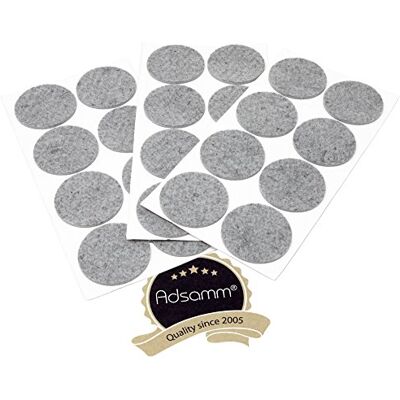 Adsamm ® / 24 x patins en feutre / gris / Ø 60 mm / rond / épaisseur 3,5 mm / patins glisseurs auto-adhésifs de qualité optimale - Publicité Adsamm ® / 24 x patins en feutre / gris / Ø 60 mm / rond / épaisseur 3,5 mm / patins glisseurs auto-adhésifs de qualité optimale - Publicité