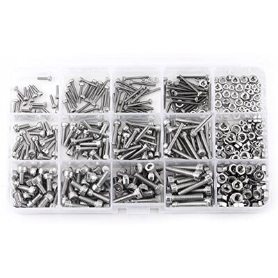 Walfront Coffret de 480pcs M2/M3/M4 Boulons Vis Ecrous à Tête Allen Six Pans Creux Assortiment en Acier Inoxydable 304 - Publicité Walfront Coffret de 480pcs M2/M3/M4 Boulons Vis Ecrous à Tête Allen Six Pans Creux Assortiment en Acier Inoxydable 304 - Publicité
