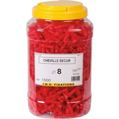 ING Fixations Cheville à expansion rouge Diamètre 8 mm Secur Seau de 1500 pièces ING Fixation - Publicité ING Fixations Cheville à expansion rouge Diamètre 8 mm Secur Seau de 1500 pièces ING Fixation - Publicité