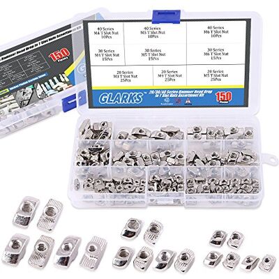 Glarks 150 pcs européen M3 M4 M5 M6 Tête de marteau pendantes en T Écrou fente Assortiment kit pour 20/30/40 série Profil Aluminium – en acier carbone plaqué nickel - Publicité Glarks 150 pcs européen M3 M4 M5 M6 Tête de marteau pendantes en T Écrou fente Assortiment kit pour 20/30/40 série Profil Aluminium – en acier carbone plaqué nickel - Publicité