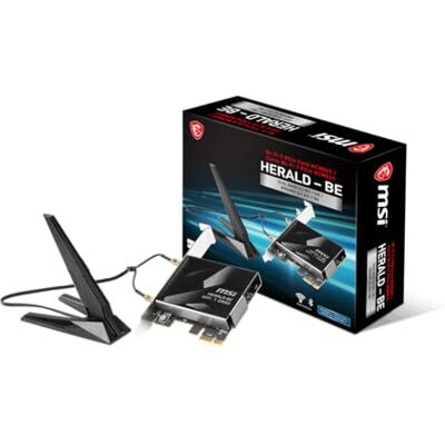 MSI Herald-BE WI-FI 7 Max (Wi-FI 7, 802.11BE, Bluetooth 5.4, PCIe, Technologie de Fonctionnement Multi-Liens, antenne Externe) - Publicité MSI Herald-BE WI-FI 7 Max (Wi-FI 7, 802.11BE, Bluetooth 5.4, PCIe, Technologie de Fonctionnement Multi-Liens, antenne Externe) - Publicité