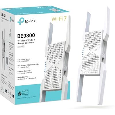 TP-Link Répéteur WiFi 7 Puissant BE9300 Mbps Tri-Bande, MU-MIMO, RE655BE Compatible toutes box, EasyMesh, Profitez du WiFi 7 sans Changer Votre Box, Idéal pour Streaming 8K & Gaming - Publicité TP-Link Répéteur WiFi 7 Puissant BE9300 Mbps Tri-Bande, MU-MIMO, RE655BE Compatible toutes box, EasyMesh, Profitez du WiFi 7 sans Changer Votre Box, Idéal pour Streaming 8K & Gaming - Publicité