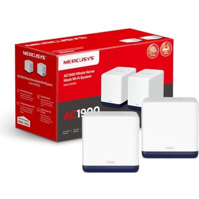 MERCUSYS WiFi Mesh AC1900, Pack de 2, Halo H1900G Couverture jusqu'à 350 m², 3 ports Gigabit, réseau WiFi unifié, idéal maison, streaming et télétravail - Publicité MERCUSYS WiFi Mesh AC1900, Pack de 2, Halo H1900G Couverture jusqu'à 350 m², 3 ports Gigabit, réseau WiFi unifié, idéal maison, streaming et télétravail - Publicité