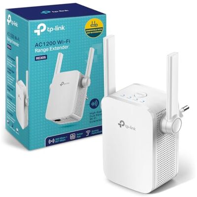 TP-Link Répéteur WiFi RE305 Amplificateur WiFi AC1200, WiFi Extender, WiFi Booster, 1 Port Ethernet, jusqu'à 120㎡, Augmente la Couverture WiFi, Compatible avec Toutes Les Box Internet - Publicité TP-Link Répéteur WiFi RE305 Amplificateur WiFi AC1200, WiFi Extender, WiFi Booster, 1 Port Ethernet, jusqu'à 120㎡, Augmente la Couverture WiFi, Compatible avec Toutes Les Box Internet - Publicité