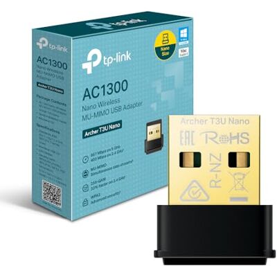 TP-Link Archer T3U Nano Clé WiFi pour PC AC1300, Adaptateur USB WiFi Nano Mini Double Bande 5 GHz / 2,4 GHz, Dongle WiFi Compact, MU-MIMO, Compatible Windows & macOS - Publicité TP-Link Archer T3U Nano Clé WiFi pour PC AC1300, Adaptateur USB WiFi Nano Mini Double Bande 5 GHz / 2,4 GHz, Dongle WiFi Compact, MU-MIMO, Compatible Windows & macOS - Publicité