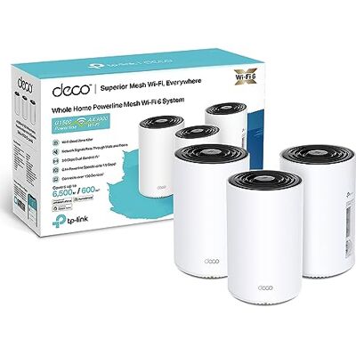 TP-Link Deco PX50 (3-Pack) Routeur WiFi 6 Mesh AX3000 + CPL G.hn 1500, Réseau WiFi par Courant Porteur, 9 Ports Gigabit, WPA3, Idéal Maisons à Murs Épais - Publicité TP-Link Deco PX50 (3-Pack) Routeur WiFi 6 Mesh AX3000 + CPL G.hn 1500, Réseau WiFi par Courant Porteur, 9 Ports Gigabit, WPA3, Idéal Maisons à Murs Épais - Publicité