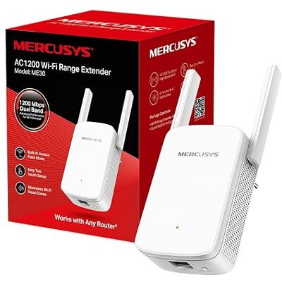 MERCUSYS Répéteur WiFi Puissant 1200 Mbps, Port Ethernet, ME30 Compatible toutes box, Mode point d'accès, Améliorez votre couverture WiFi jusqu'à 120 m², Idéal pour Télétravail & Streaming - Publicité MERCUSYS Répéteur WiFi Puissant 1200 Mbps, Port Ethernet, ME30 Compatible toutes box, Mode point d'accès, Améliorez votre couverture WiFi jusqu'à 120 m², Idéal pour Télétravail & Streaming - Publicité