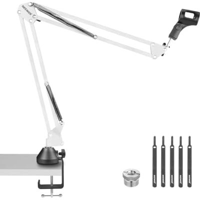 NEEWER Bras de Suspension pour Micro, Support de Bureau avec Vis de 3/8" à 5/8", Attaches de Câble Compatibles avec Blue Yeti Snowball Yeti X Quadcast, Charge Maximale 3,3 LB/1,5kg, NW-35, Blanc - Publicité NEEWER Bras de Suspension pour Micro, Support de Bureau avec Vis de 3/8" à 5/8", Attaches de Câble Compatibles avec Blue Yeti Snowball Yeti X Quadcast, Charge Maximale 3,3 LB/1,5kg, NW-35, Blanc - Publicité
